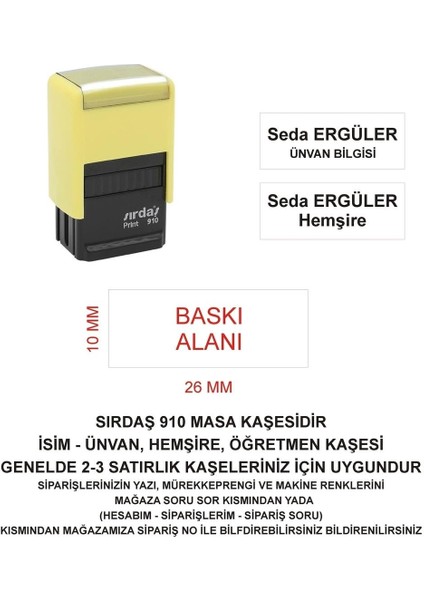 910 Isim Ünvan Kaşesi - Sarı Makina