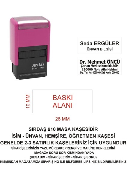 910 Isim Ünvan Kaşesi - Pembe Makina
