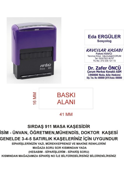 911 Isim Ünvan Kaşesi -Mor Makina