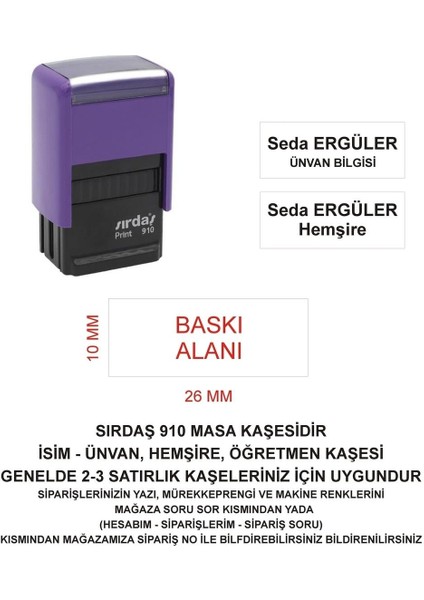 910 Isim Ünvan Kaşesi - Mor Makina