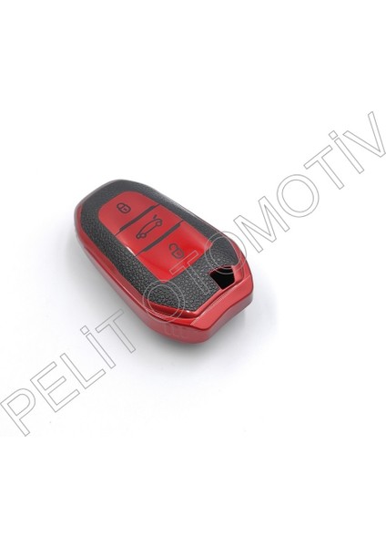 Peugeot 2008 3008 4008 5008 Sustasız Anahtar Kılıfı Süperlüx Kırmızı fırsatları