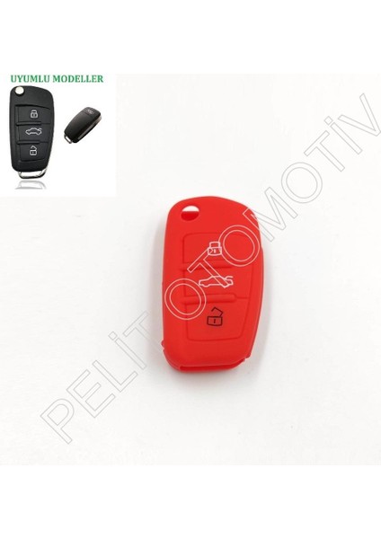 Audi A1 A3 A4 A5 A6 A7 A8 Anahtar Kılıfı Silikon Kırmızı