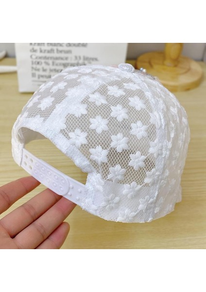 Eva Yaz Işlemeli Çiçek Ince Örgü Nefes Alabilen Dantel Ördek Dili Şapka Güneş Koruma Şapkası - Beyaz (Yurt Dışından) fırsatları