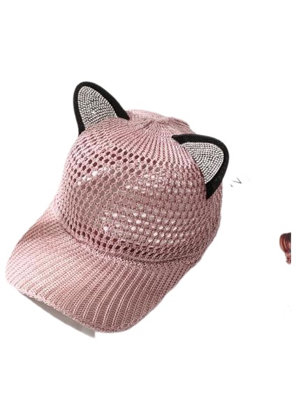Eva Summer Hollow Out Nefes Alabaş Kısa Memul Cat'in Kulakları Şapka Beyzbol Kapağı - Pembe (Yurt Dışından)