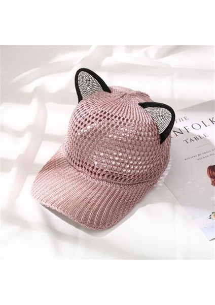 Eva Summer Hollow Out Nefes Alabaş Kısa Memul Cat'in Kulakları Şapka Beyzbol Kapağı - Pembe (Yurt Dışından)