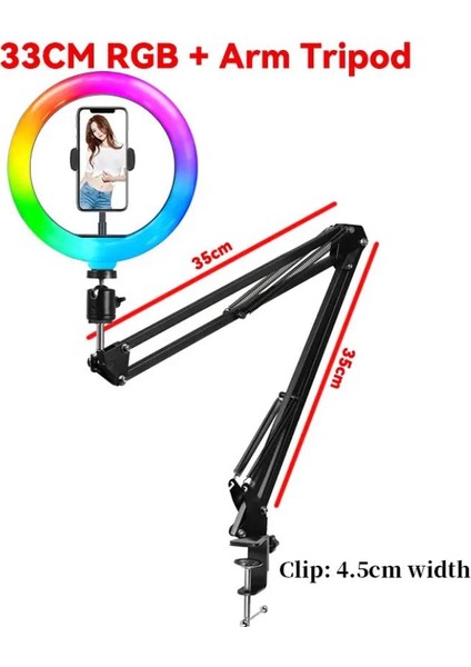 Esnek Masaüstü Sıkıştırmalı Tiktoker Ring Light Rgbli LED Selfie Yayın Işığı 14 Inç + Stand Lüx