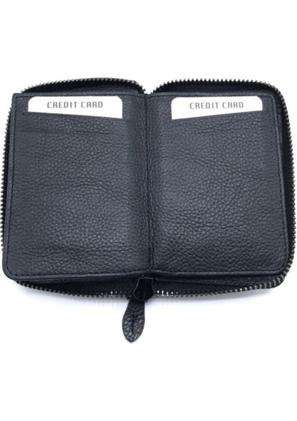 Karali Deri Karalı Erkek Hakiki Deri Fermuarlı Siyah Cüzdan KRL100-01B fiyatları