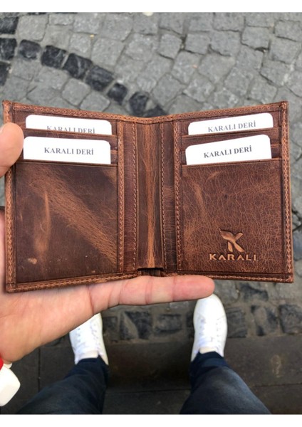 Karali Deri Klasik Crazy Ince Açık Eskitme Kahverengi Erkek Cüzdanı fiyatları