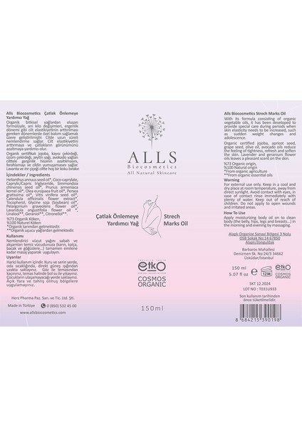 Alls Biocosmetics Çatlak Karşıtı Yağ 150 ml