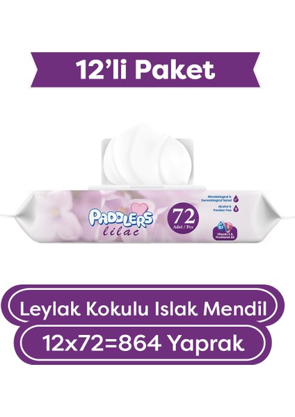 Leylak Kokulu Islak Mendil 12X72'li Koli (864 Yaprak)