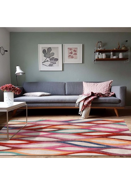 Ilyaki Home Billa Desenli Kadife Pamuk Tabanlı Yıkanabilen Kaydırmaz Salon Halısı