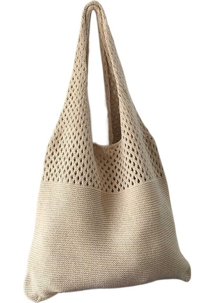 Basit Retro Içi Boş Örgü Tote Omuz Çantası (Yurt Dışından)