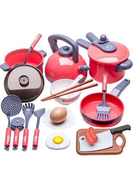 20 Adet / Takım Pretend Pot ve Tavalar Setleri Tencere Eğitici Oyuncaklar Çocuklar Için Kırmızı (Yurt Dışından)