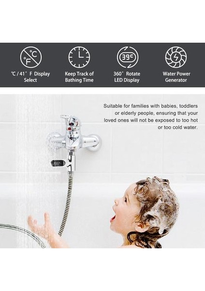 Dijital Duş Termometresi ℃/℉ Banyo Sıcaklığı Monitörü (Yurt Dışından)