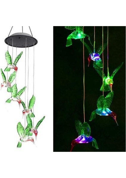 Açık Güneş Işığı 6 LED Sinek Kuşu Rüzgar Çanı Kelebek Renk Değişen LED Asılı Bahçe Lambası Veranda Sundurma Güverte Balkon Dekor (Yurt Dışından)