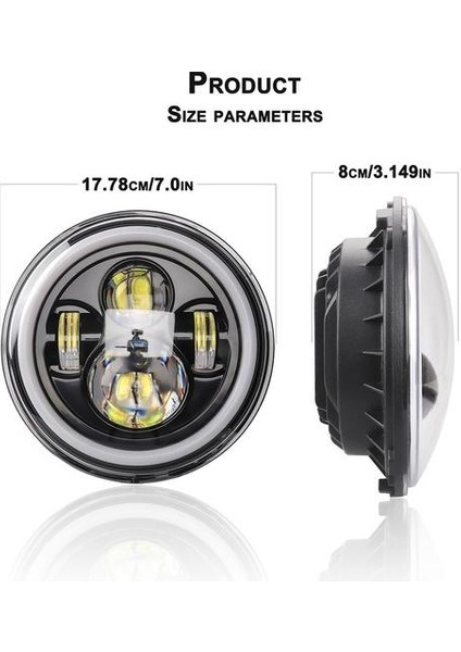 12 V / 24 V Motosiklet Araba Far 7 Inç Yuvarlak LED (Yurt Dışından)
