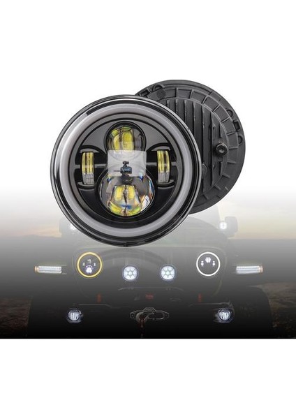 12 V / 24 V Motosiklet Araba Far 7 Inç Yuvarlak LED (Yurt Dışından)