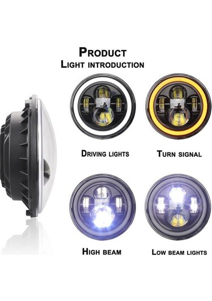 12 V / 24 V Motosiklet Araba Far 7 Inç Yuvarlak LED (Yurt Dışından)