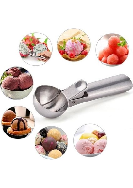 18CM Paslanmaz Çelik Dondurma Kepçe Digger Buz Topu Makinesi Yoğurt Çerez Hamur Et Topları Karpuz Kaşık Mutfak Araçları (Yurt Dışından) fiyatları