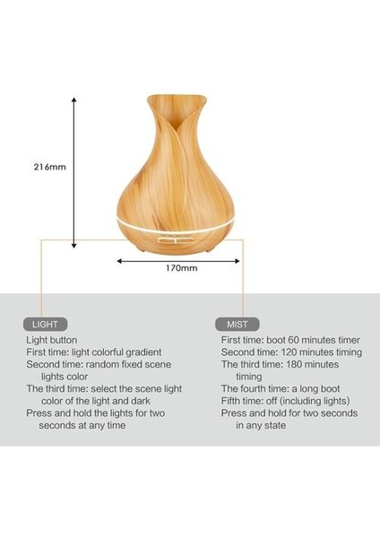 Aromaterapi Uçucu Yağ Difüzörü Nemlendirici 400 ml (Yurt Dışından) indirimleri