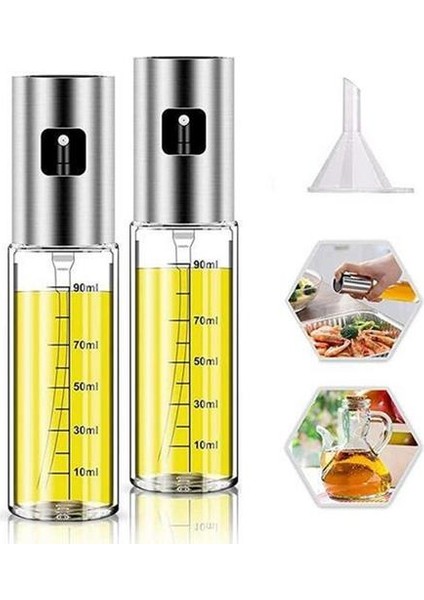Paslanmaz Çelik 90 ml Cam Yağ Püskürtme Şişesi Pişirme Için 2 Adet (Yurt Dışından) modelleri