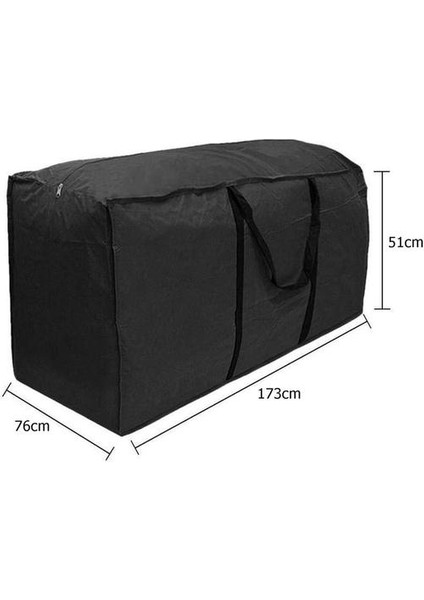 Bahçe Mobilya Saklama Çantası Yastık Döşemeli Koltuk Koruyucu Kapak Kılıfı 173X76X51 Siyah (Yurt Dışından)