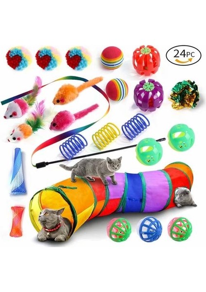 Pet Tünel Seti Kedi Oyuncak Seti 24 Parça (Yurt Dışından) fiyatları