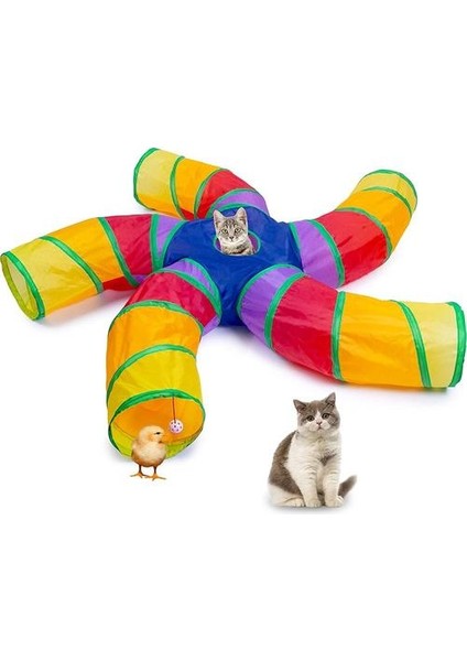 Beş Yönlü Katlanabilir Kedi Evi Kedi Tüneli Evcil Hayvan Oyunu (Yurt Dışından)