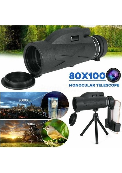 Dış Mekan Bak4 80X100 Zoom Hd Lens Prizma Yürüyüş Monoküler Teleskop (Yurt Dışından)