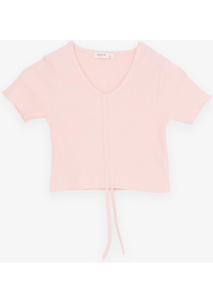 Kız Çocuk Ispanyol Paça Taytlı Crop Takım 5-10 Yaş, Somon