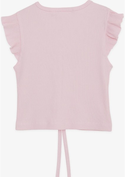 Kız Çocuk Crop Tişört Bağcıklı Fırfırlı 8-14 Yaş, Pembe