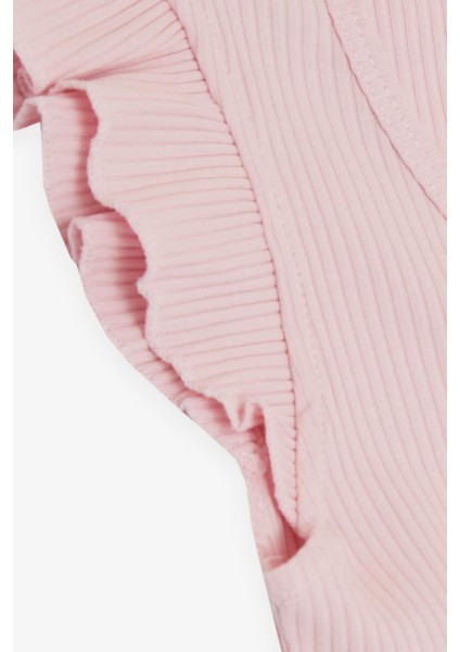Kız Çocuk Crop Tişört Bağcıklı Fırfırlı 8-14 Yaş, Pembe
