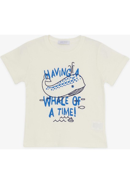 Macawı Erkek Çocuk Şortlu Takım Eğlenceli Balina Baskılı 1.5-5 Yaş, Krem modelleri