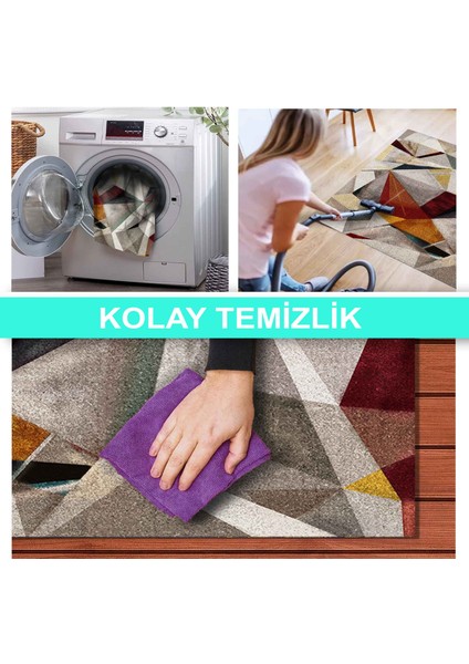 Ilyaki Home Boug Desenli Kadife Pamuk Tabanlı Yıkanabilen Kaydırmaz Salon Halısı