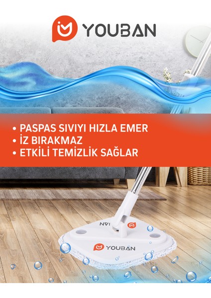 Temiz Su ile Kirli Suyu Ayıran Otomatik Temizlik Seti Pro +1 Yedek Mop Bezli