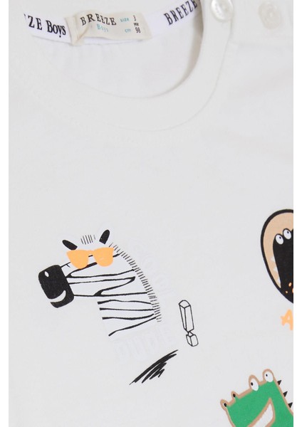 Girls & Boys Erkek Bebek Tişört Havalı Mükemmel Dostlar Temalı 9 Ay-3 Yaş, Ekru modelleri