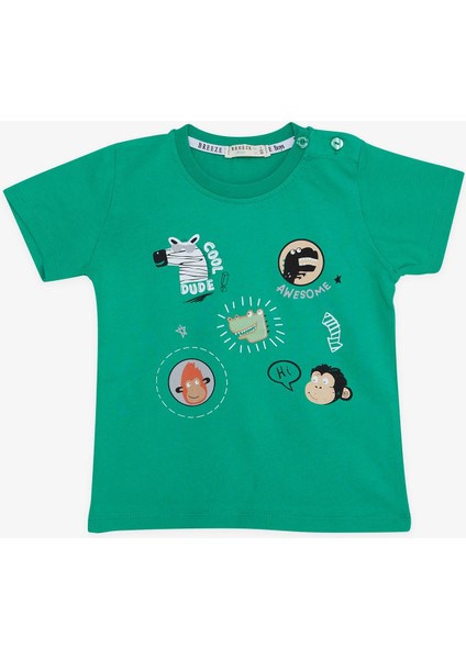 Girls & Boys Erkek Bebek Tişört Havalı Mükemmel Dostlar Temalı 9 Ay-3 Yaş, Yeşil