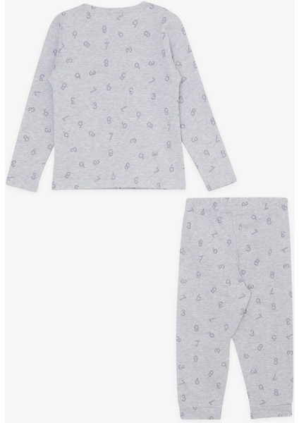 Breeze Girls & Boys Erkek Çocuk Pijama Takımı Rakam Desenli 1.5-5 Yaş, Açık Gri Melanj