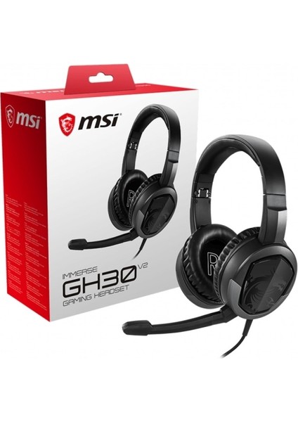 Msı Gg Immerse GH30 V2 Gamıng Headset Hafıf Katlanabılır 2X40 mm Surucu Kablo Kumanda 20HZ-20KHZ 30 Ohm Mıkrofon 1.5m Orgu Y-Kablo 3.5 mm Jak Tasıma Cantası Kulakustu Kulaklık