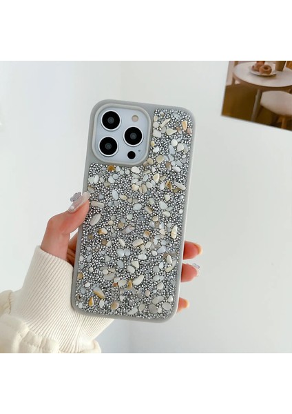 iPhone 13 Pro Max Kılıf Parlak Kristal Taşlı Şık Tasarım Kamera Koruma Çıkıntılı Lussten Case