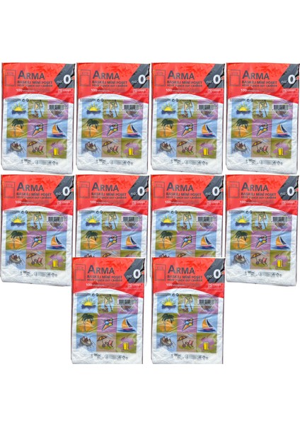 Baskılı Mini Blok Poşet Torba - No : 0 - 20X30 Cm. - Beyaz - 100 Adetlik 10 Paket