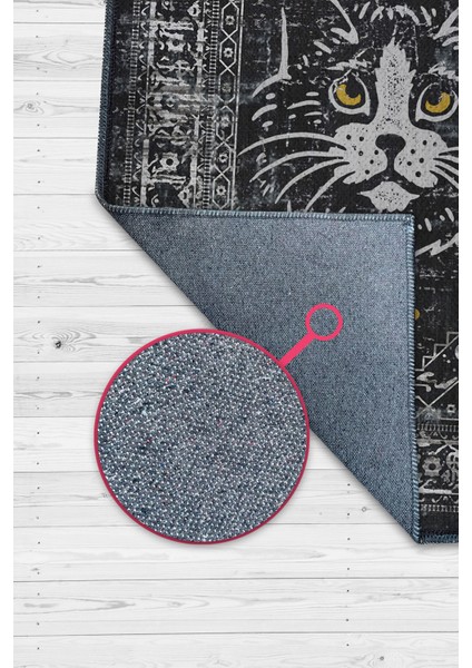 Kolye Hashtag Siyah Gri Salon Halısı Etnik Desenli Halı Kedi Figürlü Oturma Odası Halısı modelleri