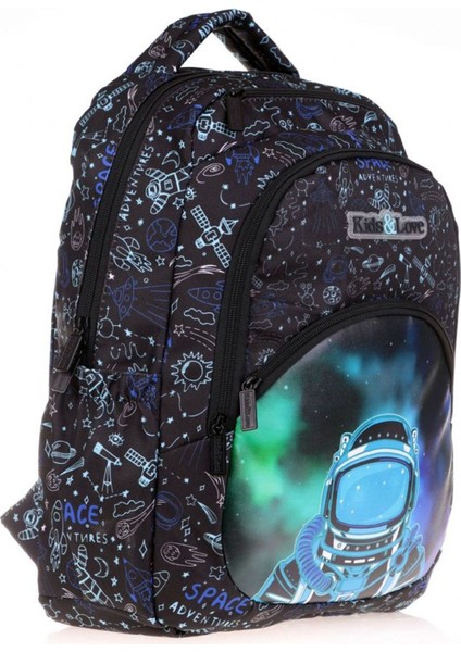 Kids&love Erkek Çocuk Siyah Astronot Ilkokul Okul Sırt Çantası