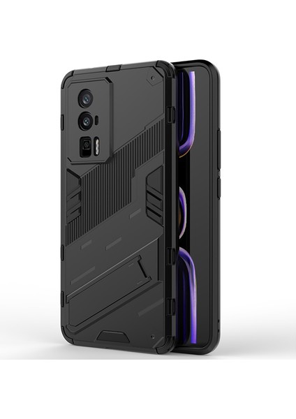 Xiaomi Poco F5 Pro / Redmi K60 / K60 Pro Matrix Serisi Armor Standlı Perfect Koruma Kılıf - Siyah AL3416