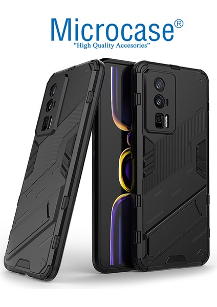 Xiaomi Poco F5 Pro / Redmi K60 / K60 Pro Matrix Serisi Armor Standlı Perfect Koruma Kılıf - Siyah AL3416