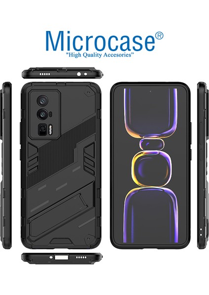 Xiaomi Poco F5 Pro / Redmi K60 / K60 Pro Matrix Serisi Armor Standlı Perfect Koruma Kılıf - Siyah AL3416