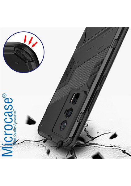 Xiaomi Poco F5 Pro / Redmi K60 / K60 Pro Matrix Serisi Armor Standlı Perfect Koruma Kılıf - Siyah AL3416