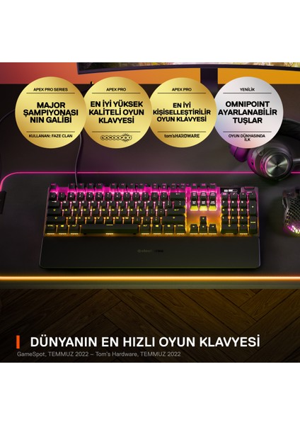 Apex Pro UK - Ayarlanabilir Omni Switch Mekanik Oyuncu Klavyesi