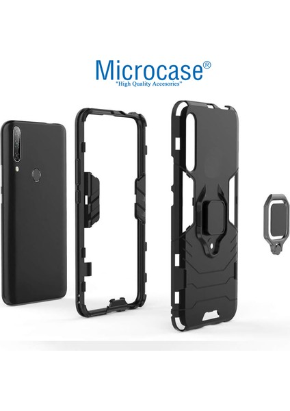 Huawei Honor 9x - Honor 9x Pro Batman Çin Serisi Yüzük Standlı Armor Kılıf - Siyah
