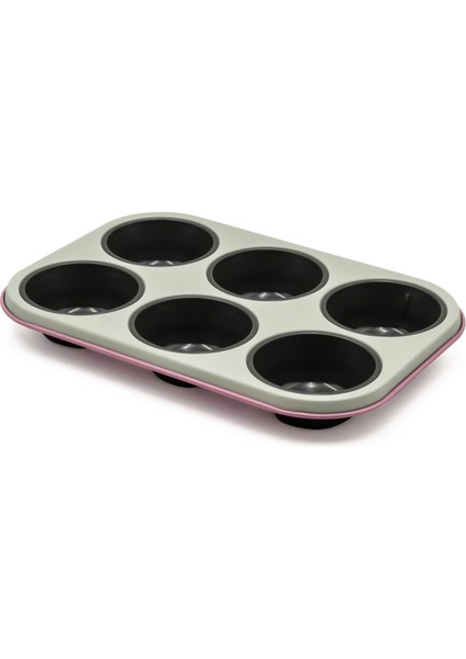 6'lı Muffin Kalıbı Koyu Pembe